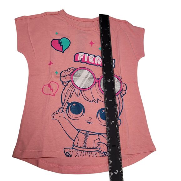 L.O.L. Surprise! Girls Short-Sleeve T-Shirts Crew Neck Pink Fierce Top Size 4 - Picture 7 of 7